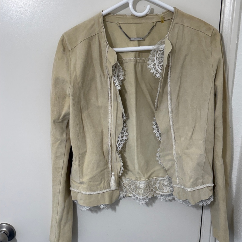 Elie Tahari Beige Lace-Accented Women's Blazer